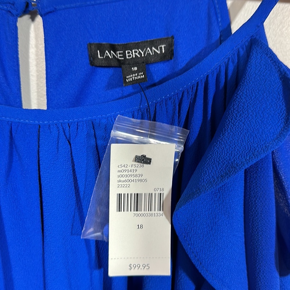 NWT Lane Bryant Jumpsuit Romper Cobalt Blue Ruffle Sleeve - Picture 7 of 10
